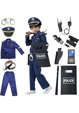 Costum de Polițist pentru Copii, Set de Joc de Rol pentru Halloween, Carnaval, Crăciun, ZUCOS, 3-4 ani, 100-110 cm, 336V [0]