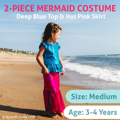 Costum de sirena pentru fetite, 2 piese (top si fusta), ideal pentru petreceri de ziua de nastere, Halloween si carnavaluri [1]