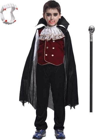 Costum de Vampir Clasic pentru Băieți, Pentru Halloween, Carnaval, Generic, 4-6 ani, 120-130 cm, 1D4X [0]