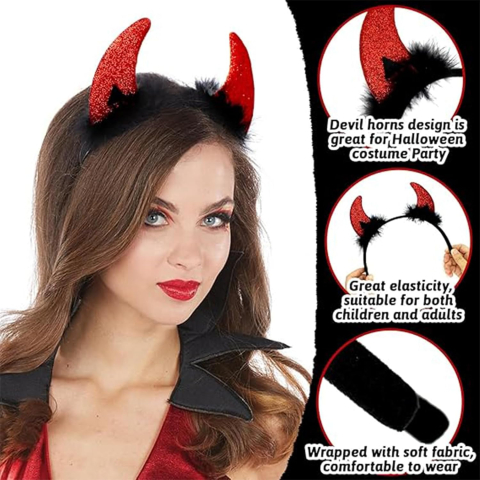 Costum diavolita femei cu pelerina reversibila rosu si negru si accesorii Halloween [3]