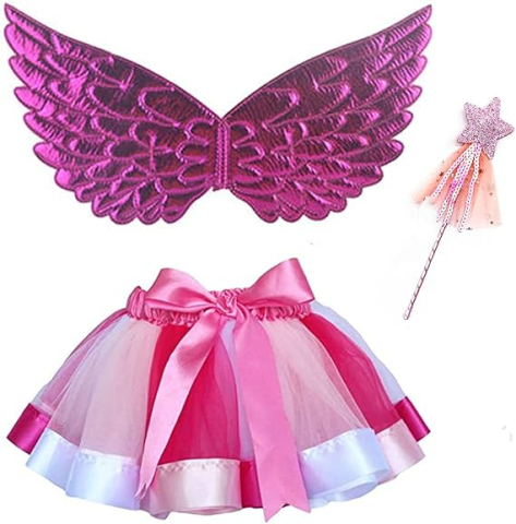 Costume Carnaval - costum-fluture-fete-45x23-fusta-tutu-roz-alb-aripi-roz-metalizat-3-10-ani