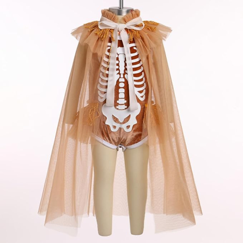Costume Carnaval - Costum schelet fetita cu capa din tulle pentru Halloween si carnaval