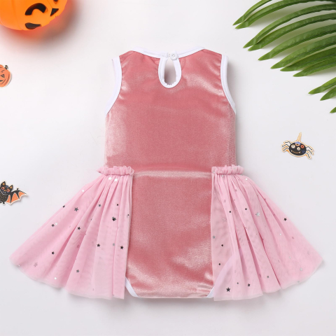 Costum schelet fetita cu capa din tulle pentru Halloween si carnaval [3]