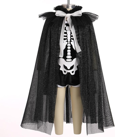 Costume Carnaval - Costum schelet fetita cu capa din tulle pentru Halloween si carnaval