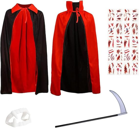 Costume Carnaval - costum-vampir-copii-set-pelerina-coasa-tatuaje