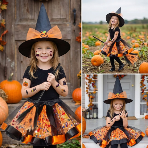 costum-vrajitoare-fete-portocaliu-negru-halloween-set-complet [4]