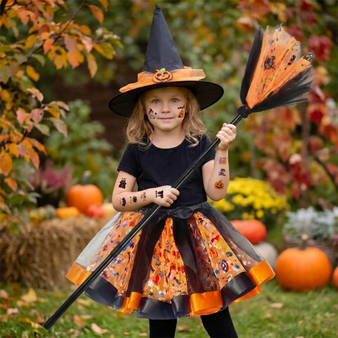 costum-vrajitoare-fete-portocaliu-negru-halloween-set-complet [5]