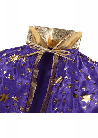Costum Vrajitor Halloween petru copii, Pelerina si palarie, Mov, 3-12 ani, NW85 [3]
