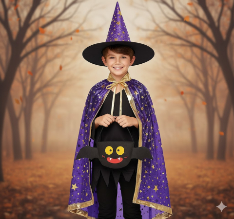 costum vrajitor copii costum magician copii costum halloween copii costum vrajitor albastru costum cosplay copii mantie vrajitor copii costum carnaval copii costum fantasy copii costum halloween cu palarie [4]