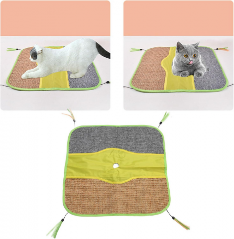 Covoras de joaca si zgariat pentru pisici, cu efect crinkle, design antiderapant, 45 x 45 cm [1]
