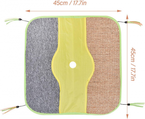 Covoras de joaca si zgariat pentru pisici, cu efect crinkle, design antiderapant, 45 x 45 cm [3]