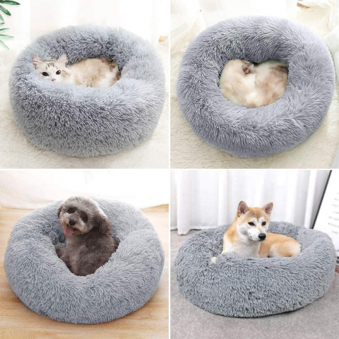 Culcus pentru animale de companie, Pentru caini si pisici, Diametru 50 cm, Gri [6]