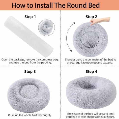 Culcus pentru animale de companie, Pentru caini si pisici, Diametru 50 cm, Gri [5]