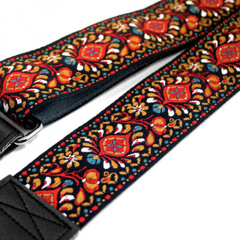 Curea pentru Chitara Electrica / Acustica, Art Tribute, Model Vintage, cu Buzunar pentru Pana + 2 Pene asortate, Textil, Ajustabila, 94 - 158 cm [4]
