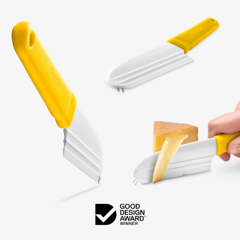 Cutit pentru Branzeturi si Charcuterie, Dreamfarm Knibble Lite, cu Lama non-stick si Furculita Incorporata, Pentru Taiat, Intins si Servit, 23 cm, Galben [4]