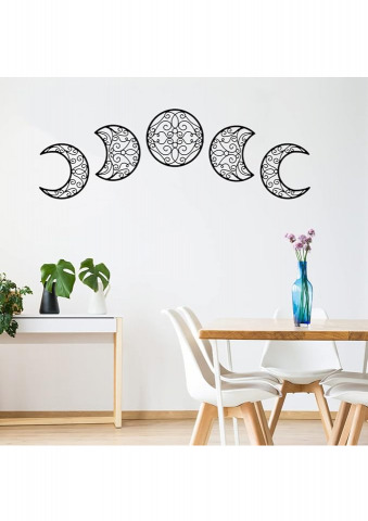 Decoratiuni de perete cu fazele lunii, din lemn, set de 5 bucati, Shackcom - 46EH [5]