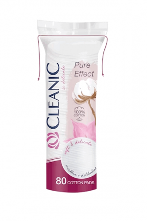 Igienă - Discuri demachiante din bumbac, rotunde,  Cleanic Pure Effect, 80 buc