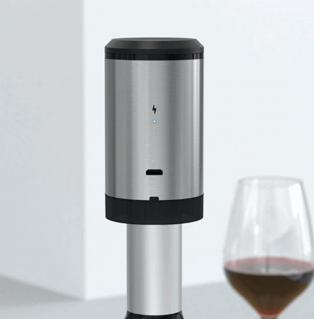 Casă, Grădină & Bricolaj - Dop de vin electronic profesional, cu pompă de vid pentru etanșare, reîncărcabil, oțel inoxidabil, EASY Making Life Simple, KVS-27, argintiu