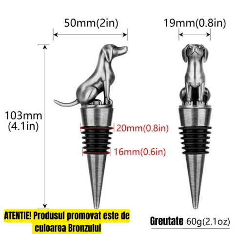 Dop de Vin Labrador Retriever – Cadou pentru Iubitori de Caini, Barbati, Ziua Tatalui, Craciun sau Aniversare, Cutie Cadou, Culoare Bronz [2]