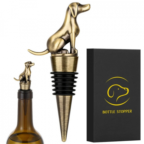 Casă, Grădină & Bricolaj - Dop de Vin Labrador Retriever – Cadou pentru Iubitori de Caini, Barbati, Ziua Tatalui, Craciun sau Aniversare, Cutie Cadou, Culoare Bronz