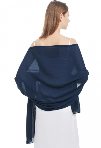 Îmbrăcăminte & Încălțăminte - Esarfa eleganta din voal pentru femei, Dresstells, Ideala pentru rochii de seara sau nunti, 190x70 cm, Navy