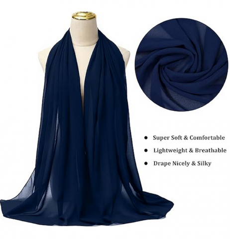 Esarfa eleganta din voal pentru femei, Dresstells, Ideala pentru rochii de seara sau nunti, 190x70 cm, Navy [1]
