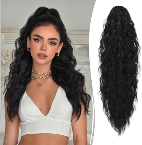 Îmbrăcăminte Femei - extensie-coada-ondulata-ruwiss-65cm-prindere-2-piepteni-snur-reglabil-negru