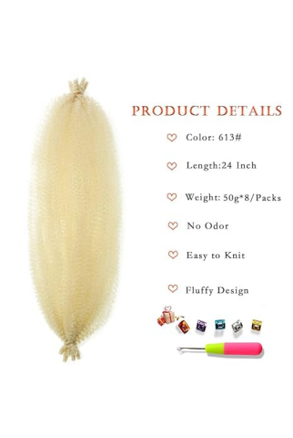 Extensii de Păr Afro Twist 61 cm – 8 Pachete Pre-separate, Culoare blonda [1]