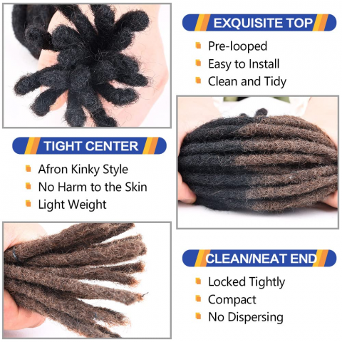 Extensii Dreadlocks 100% Par Natural Uman – 15 Inch, 10 Bucati, Grosime 0.6 cm, Pot fi Vopsite, Decolorate, Ondulate [2]