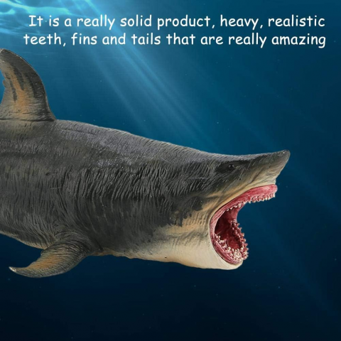 Figurină Megalodon, Jucărie de Colecție cu Rechin Preistoric, Model Realist din PVC pentru Copii, Colecționari și Decor Acasă [3]
