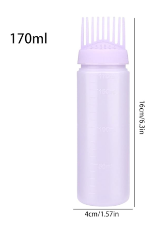 Flacon Aplicator Transparent pentru Vopsirea Părului, 16,3 x 4,9 cm, cu Vârf Pieptene, Reutilizabil, mov [1]