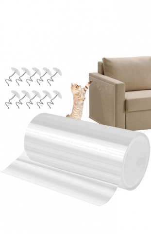 Folie Protectie mobila anti-zgarieturi pentru pisici, transparent, 20x500 cm [0]