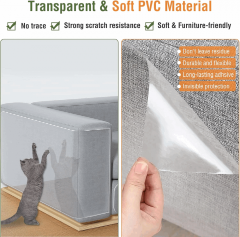 Folie Protectie mobila anti-zgarieturi pentru pisici, transparent, 20x500 cm [3]
