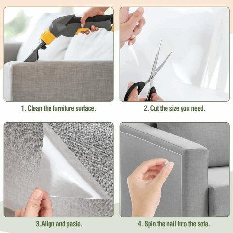 Folie Protectie mobila anti-zgarieturi pentru pisici, transparent, 20x500 cm [4]