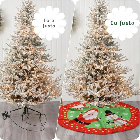 Fusta Brad Craciun, 90 cm, Mos Craciun, Om de Zapada, Urs Polar si Ren [2]