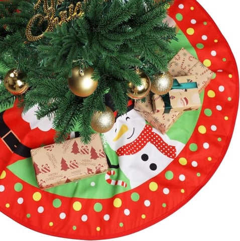 Decorațiuni Casă & Textile - Fusta Brad Craciun, 90 cm, Mos Craciun, Om de Zapada, Urs Polar si Ren