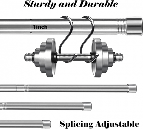 Galerie simpla extensibila pana la 116 cm, metal, diametru 25 mm, argintiu, Inflation, AP3B [2]
