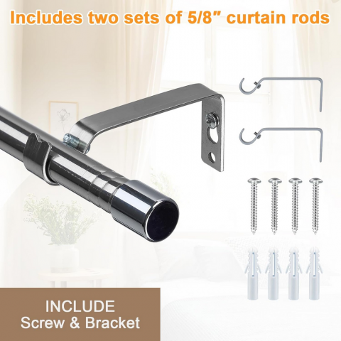 Galerie simpla extensibila pana la 198 cm, metal, diametru 25 mm, argintiu, Inflation [1]
