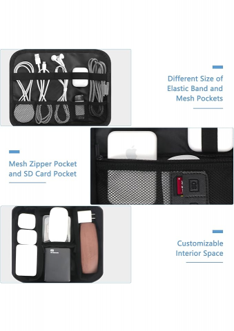 Geanta organizator pentru accesorii electronice, 28 x 21 x 9 cm, culoare neagra, Skycase - NQRV [2]