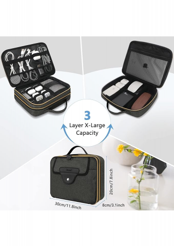 Geanta organizator pentru accesorii electronice, 28 x 21 x 9 cm, culoare neagra, Skycase - NQRV [1]