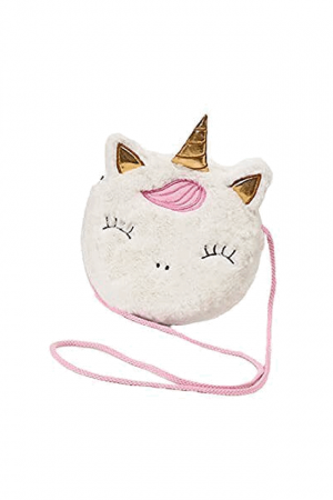 Rechizite, Birotică & Papetărie - Geanta de umar cu unicorn pentru fetita, 17x17x3.5 cm, Plush, Alb