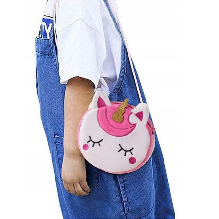Geanta de umar cu unicorn pentru fetita, 17x17x3.5 cm, Plush, Alb/Mov [4]