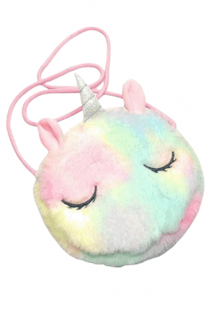 Rechizite, Birotică & Papetărie - Geanta de umar cu unicorn pentru fetita, 17x17x3.5 cm, Plush, curcubeu