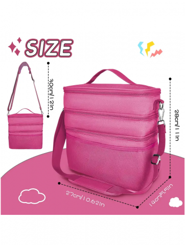 Geanta organizatoare pentru jucarii, cu 3 compartimente, ideala pentru Toniebox, Tigerbox, figurine audio, casti si accesorii, mov/textil [2]
