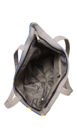 Geanta plaja, 40x31 cm, Albastru cu buline galbene, 100% bumbac [1]