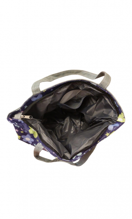 Geanta plaja, 40x31 cm, Albastru cu flori multicolore, 100% bumbac [1]