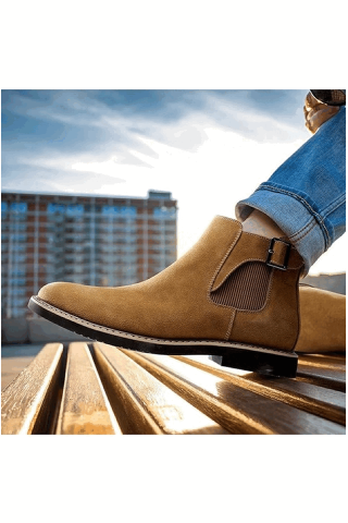 Ghete Chelsea barbati, piele intoarsa, bej, marimea 45, Bruno Marc [4]