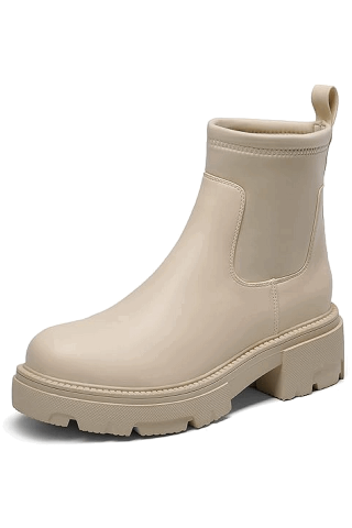 Încălțăminte Femei - Ghete Chelsea de piele intoarsa ecologica, Dream Pairs, Bej deschis