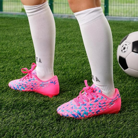 Ghete de Fotbal pentru Copii DREAM PAIRS, Pentru Băieți și Fete, Potrivite pentru Terenuri Tari, Fucsiam Marime 38 EU [4]