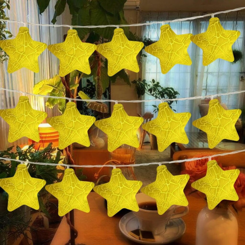 Ghirlanda luminoasa decorativa LED, lungime 6 m, 20 becuri, luminite stele cu telecomanda, galben [1]